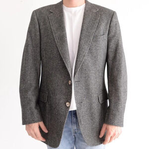 Vintage '90s Jacobson's Grey Tweed Double Button 100% Camel Hair Blazer 42R